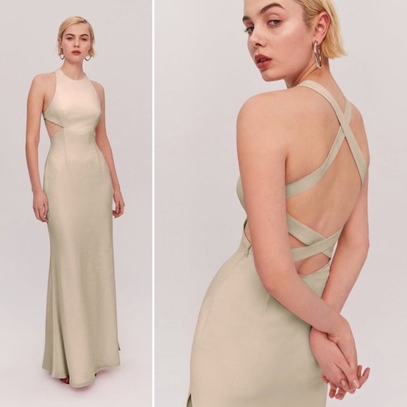 NWT Fame and Partners Axis Dress Criss Cross Open Back Cutout Maxi Gown 2 XS Red - Picture 12 of 12